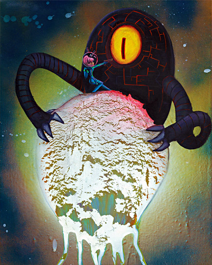 Adventure Girl in Outer Space, acrylic painting by Jasmine Espinal